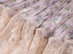 Vintage wallpaper-inspired floral lace pleated skirt