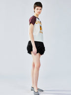 Satin bubble-hem skort