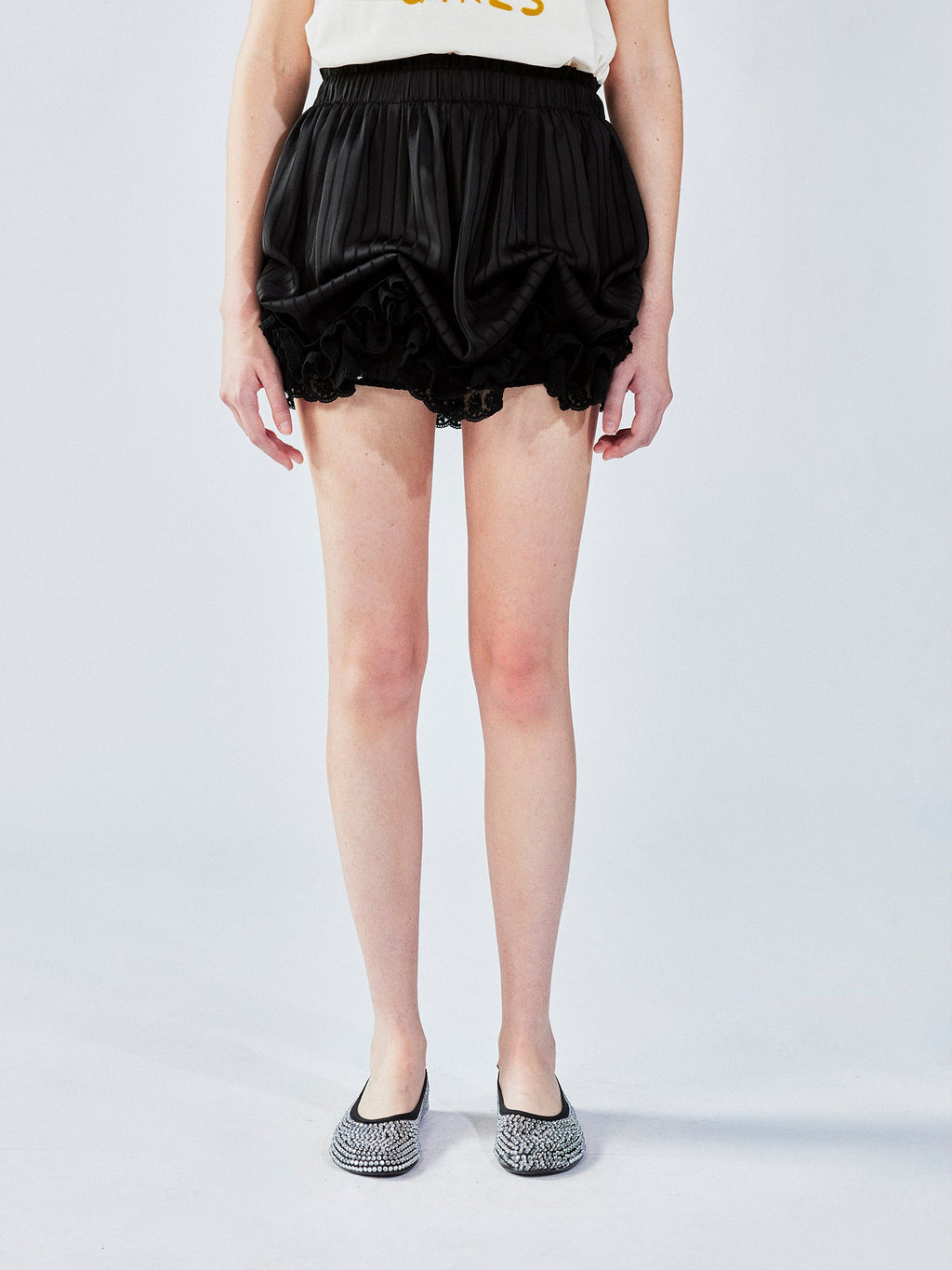 Satin bubble-hem skort