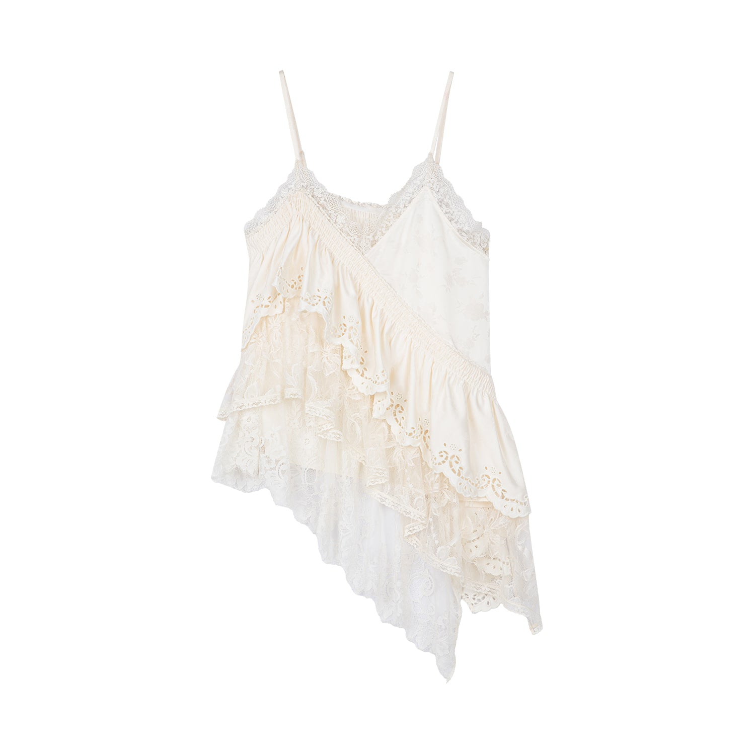 Tiered lace jacquard camisole