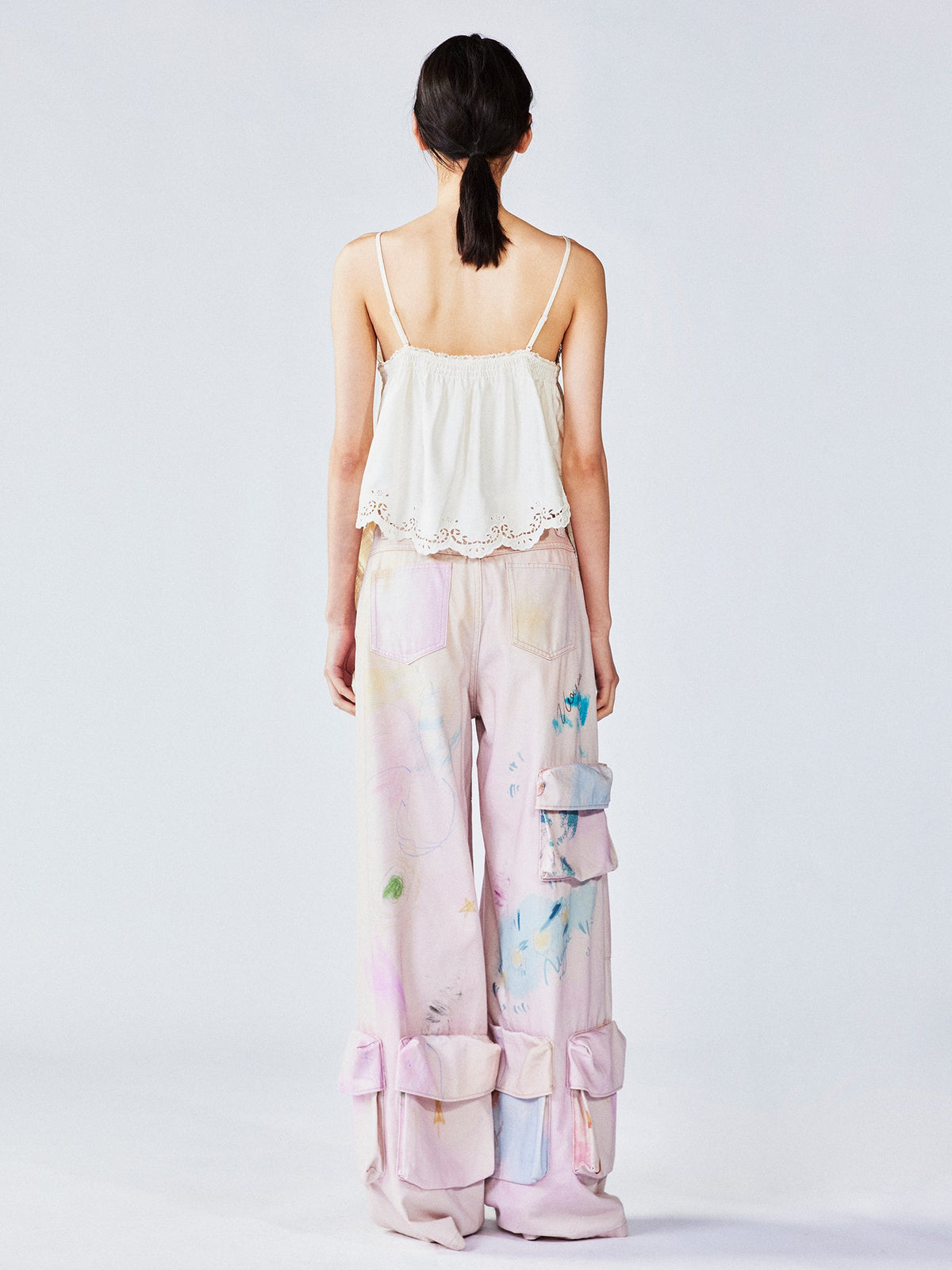 Tiered lace jacquard camisole