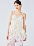 Tiered lace jacquard camisole