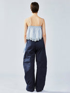 Colorblock tiered lace camisole