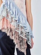 Colorblock tiered lace camisole