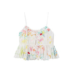 Graffiti ruffle tie-strap camisole