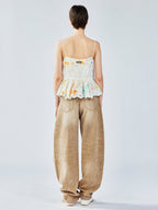 Graffiti ruffle tie-strap camisole