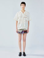 Cutwork embroidery patchwork shirt