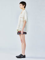 Cutwork embroidery patchwork shirt