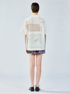 Cutwork embroidery patchwork shirt