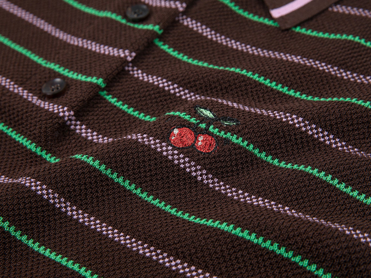 Striped knit polo vest