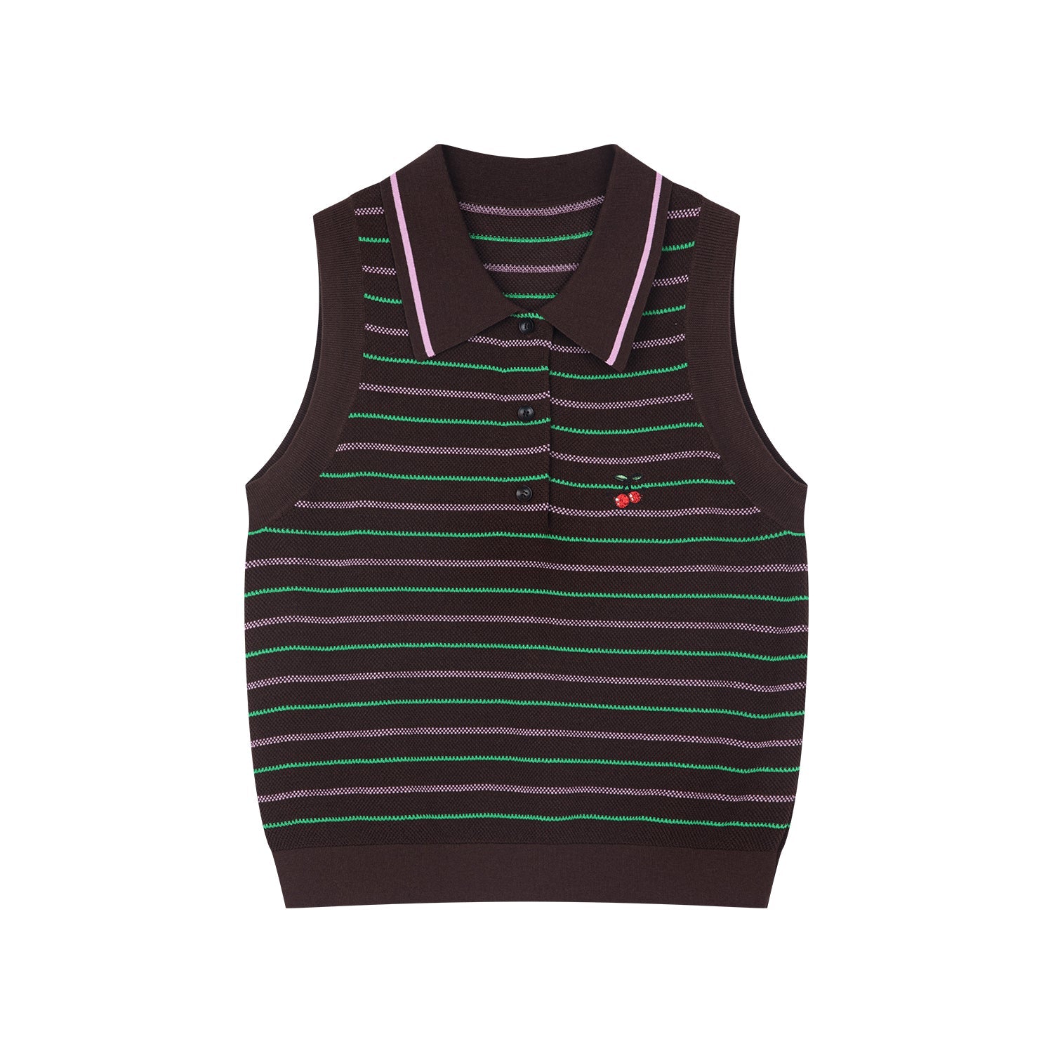 Striped knit polo vest