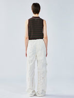 Striped knit polo vest