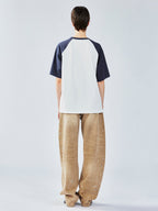 Cherry print raglan tee with floral patchwork
