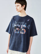 College tee with floral patchwork