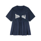 Lace satin ruched pullover