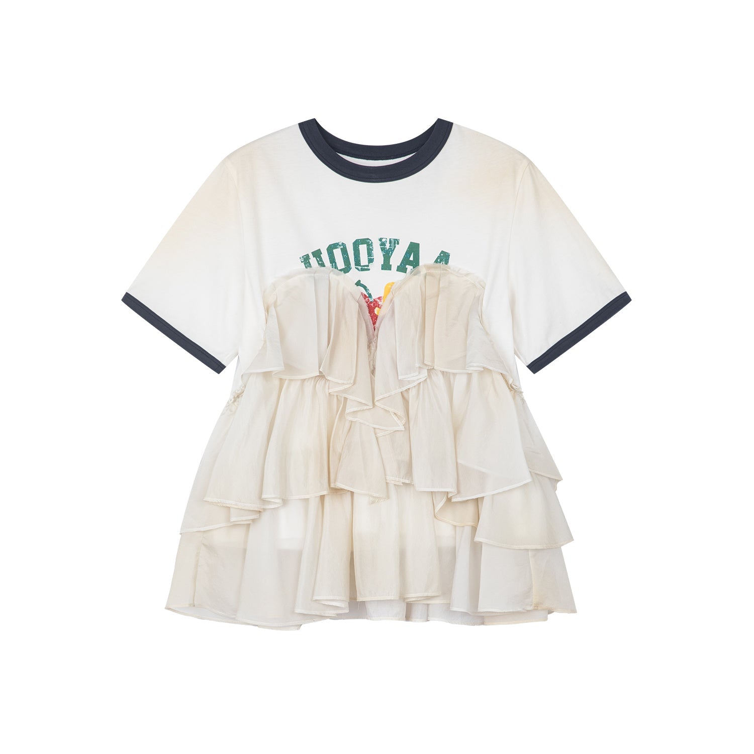 Ruffle-trim college pullover