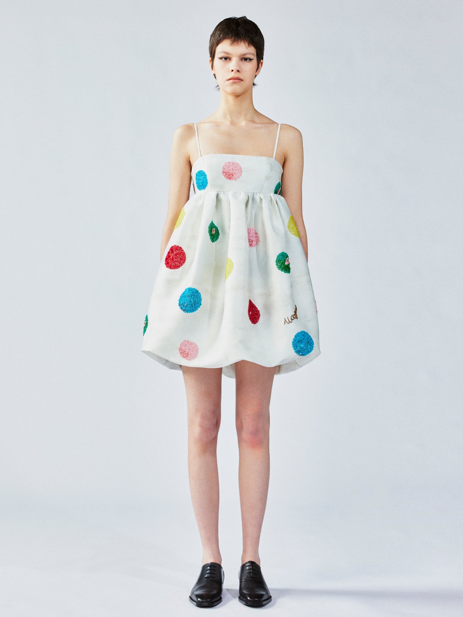 Oil-paint dot beaded dress
