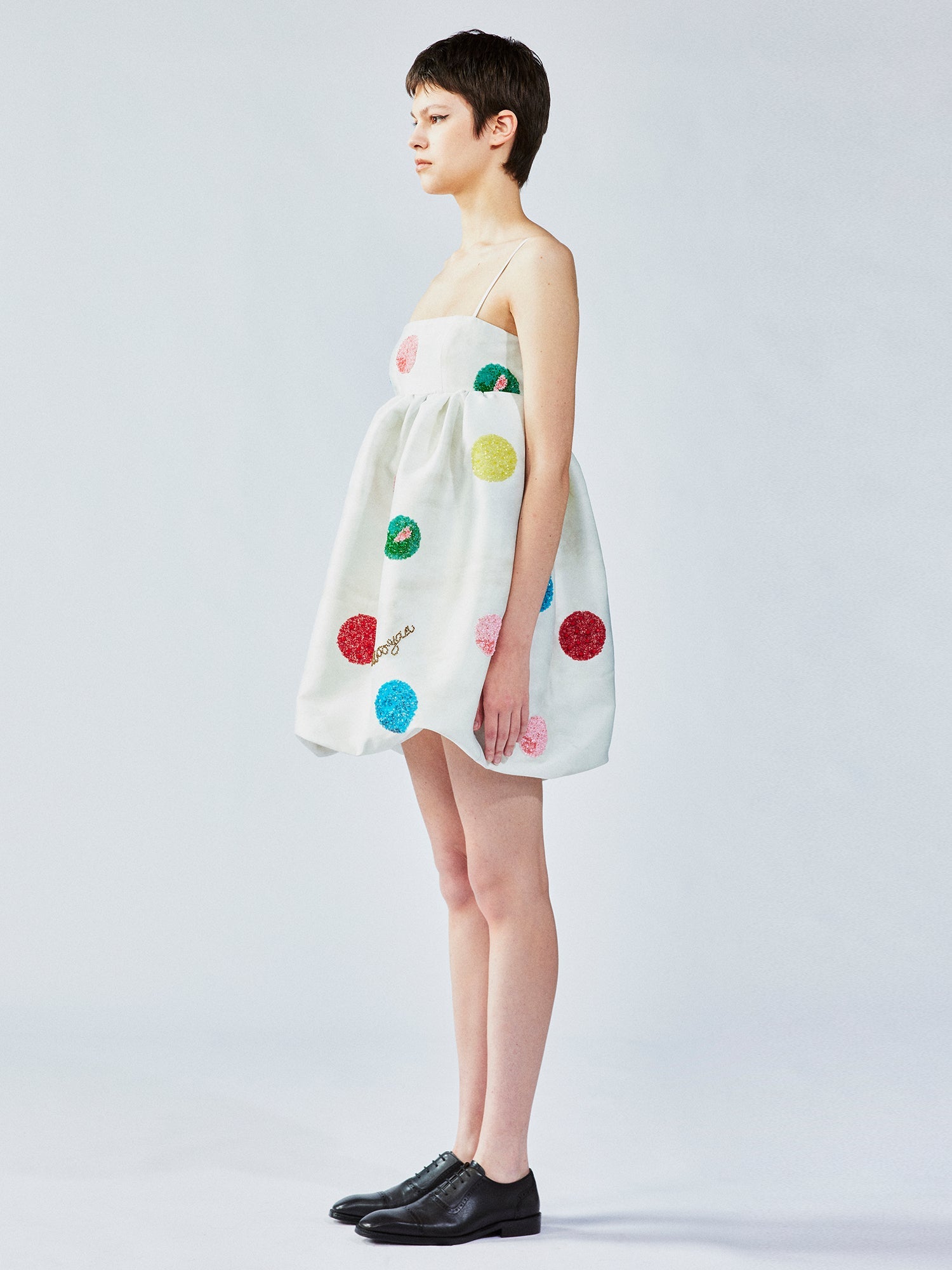 Oil-paint dot beaded dress