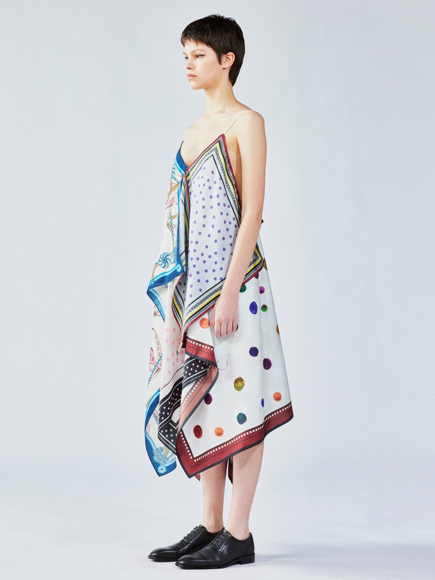 Asymmetrical scarf camisole dress