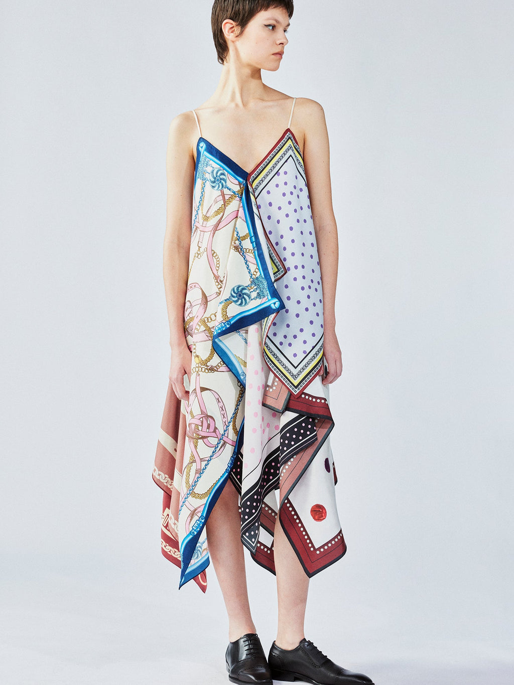 Asymmetrical scarf camisole dress