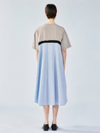 Patchwork cotton tee with lace dress