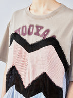 Patchwork cotton tee with lace dress
