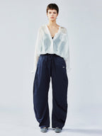 Retro blade cut barrel leg pants