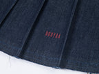 Pleated denim mini skirt