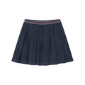 Pleated denim mini skirt