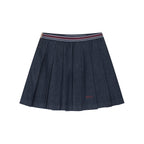 Pleated denim mini skirt