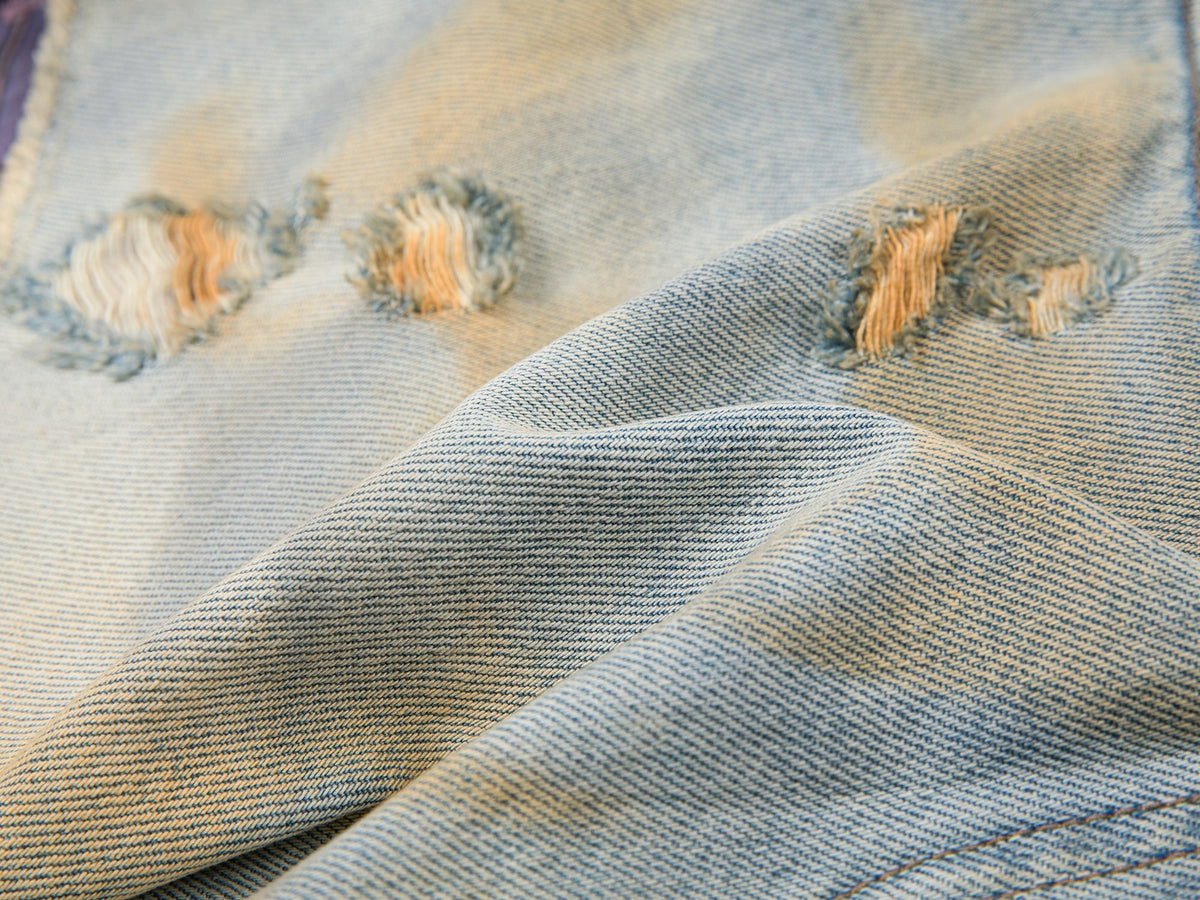 Pleated scarf denim skirt