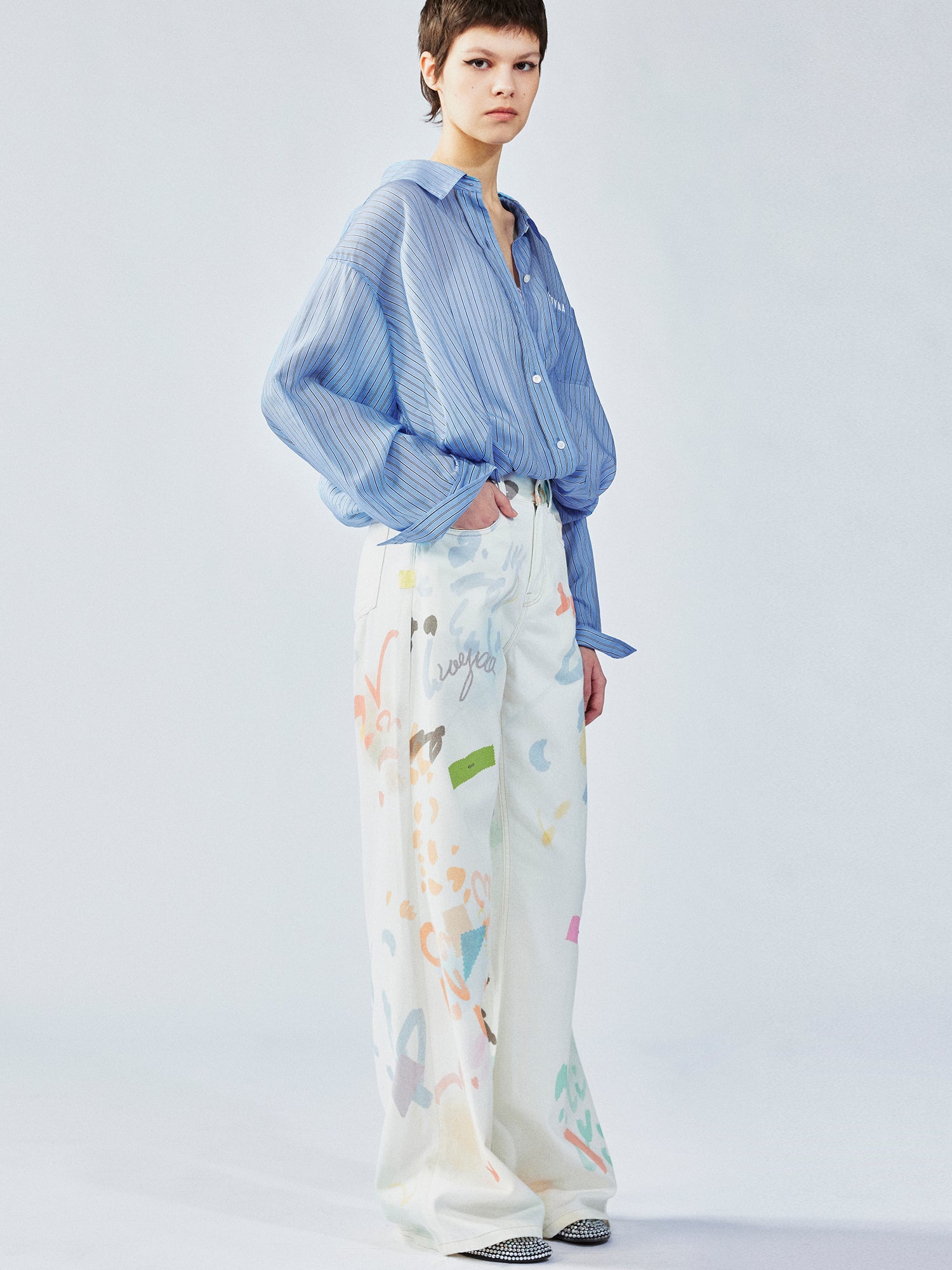 Graffiti straight-leg jeans