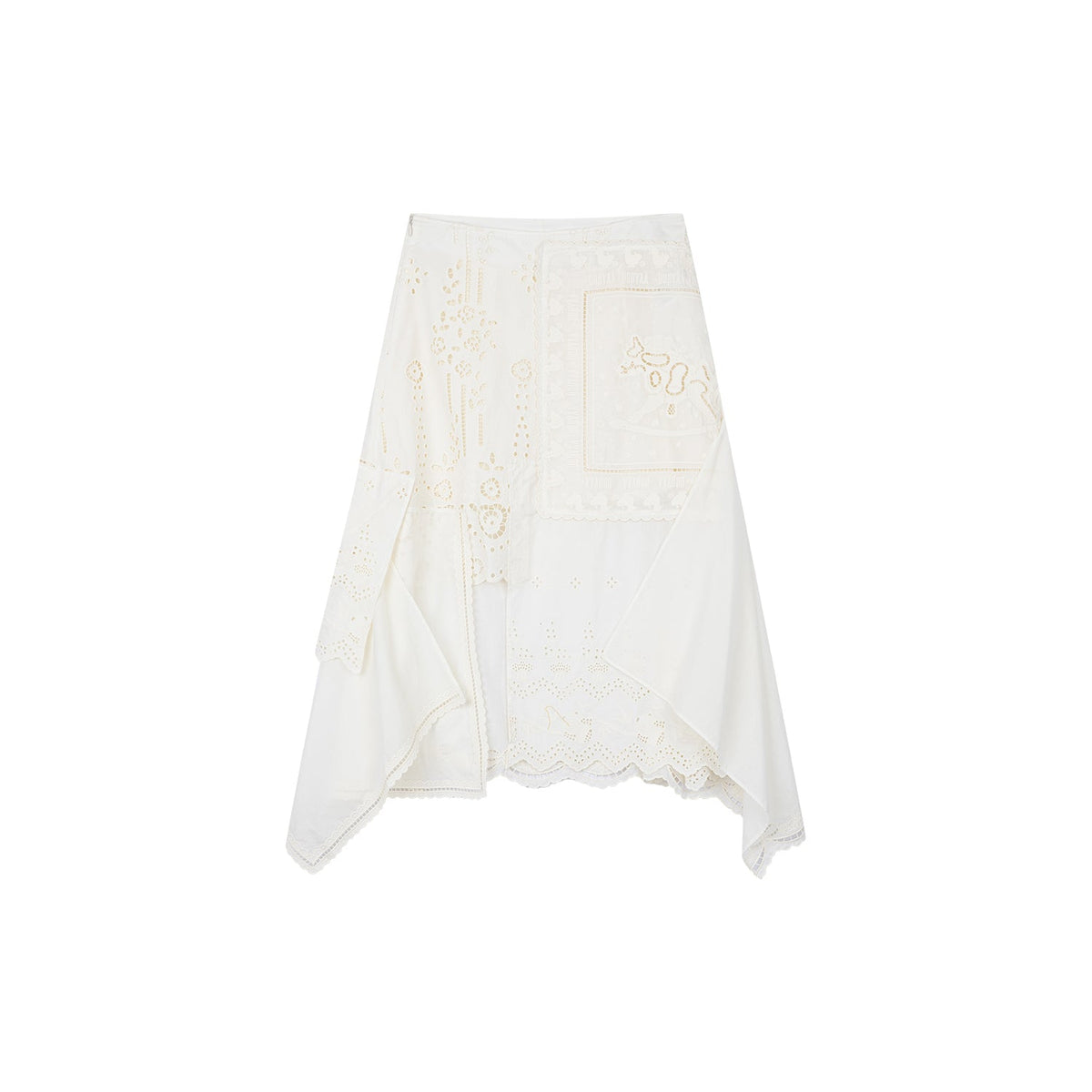 Cutwork embroidery patchwork skirt