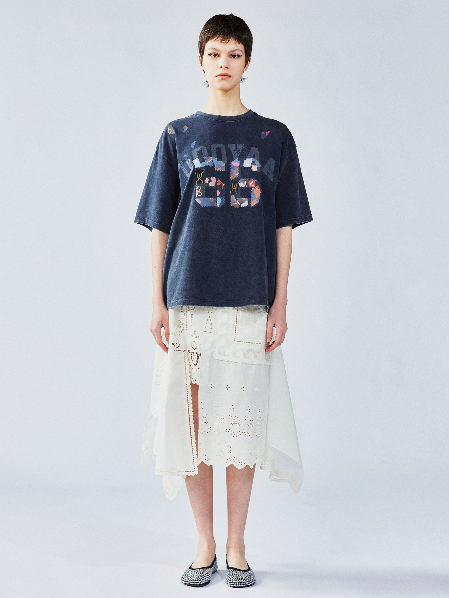 Cutwork embroidery patchwork skirt