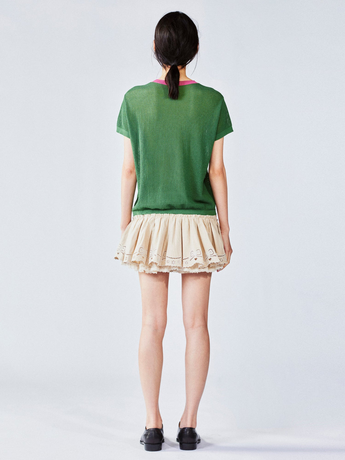 Love angel open-knit sweater tee
