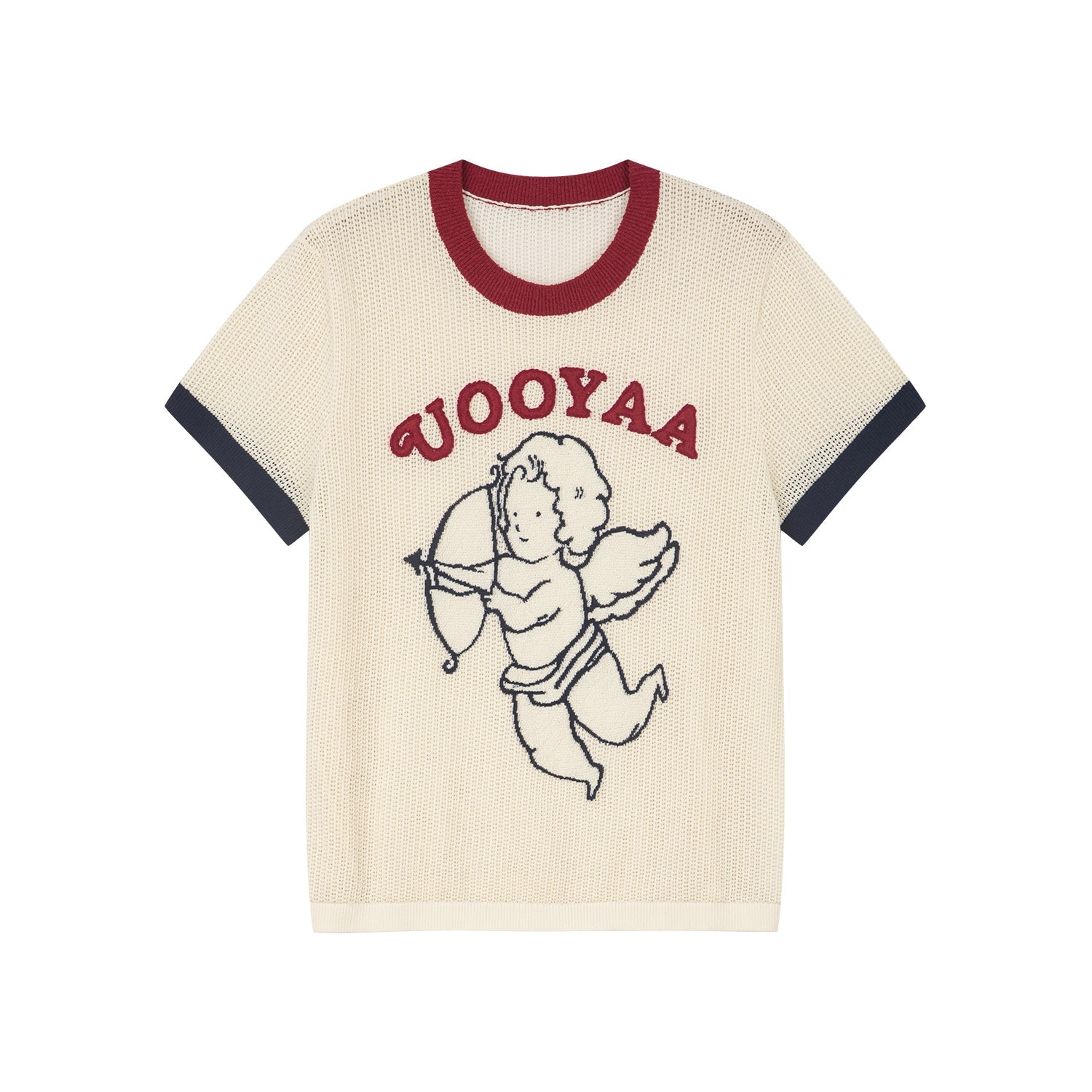 Love angel open-knit sweater tee