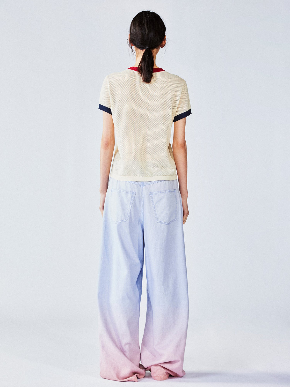 Love angel open-knit sweater tee