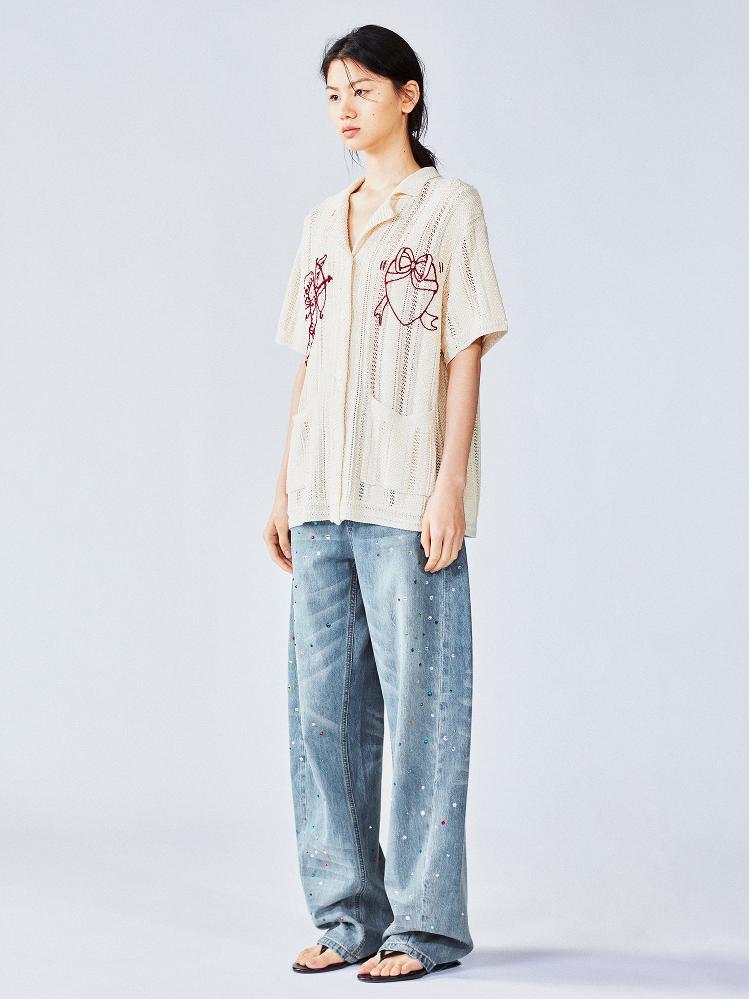 Love angel open-knit cardigan