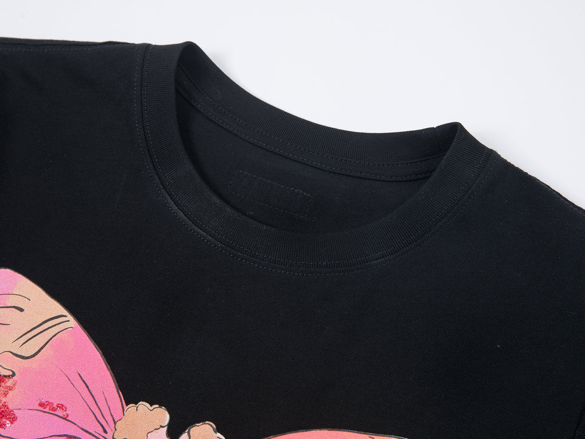 Little angel print bow tee