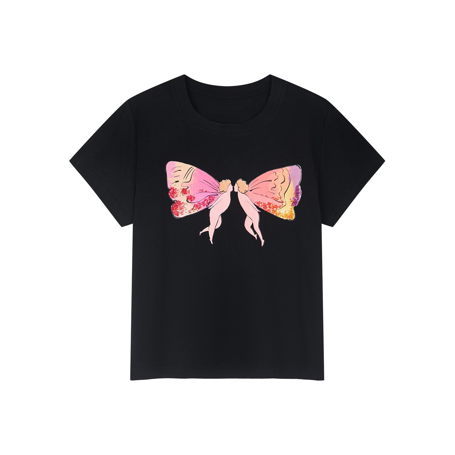 Little angel print bow tee