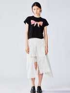 Little angel print bow tee
