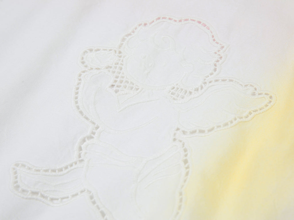 Openwork angel embroidery tencel denim pullover