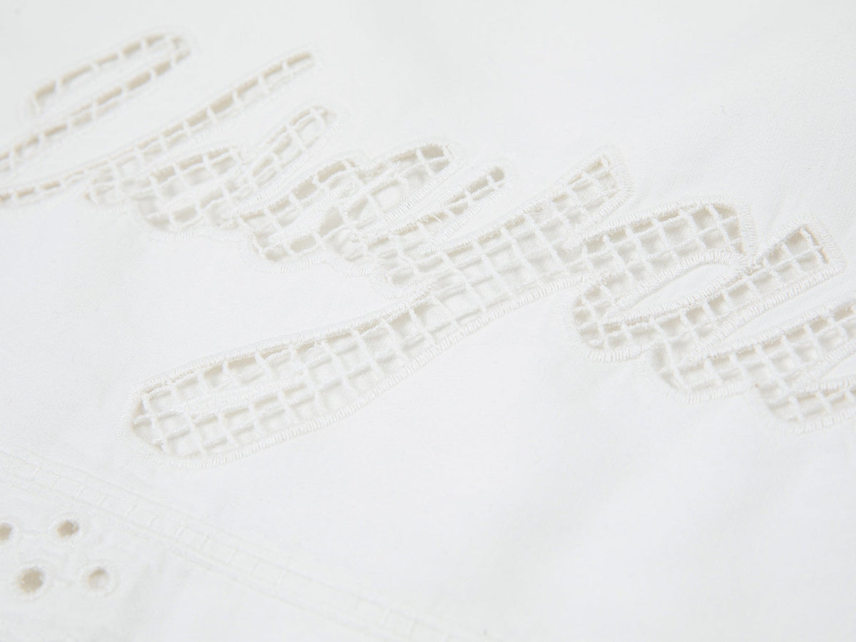 Openwork angel embroidery tencel denim pullover