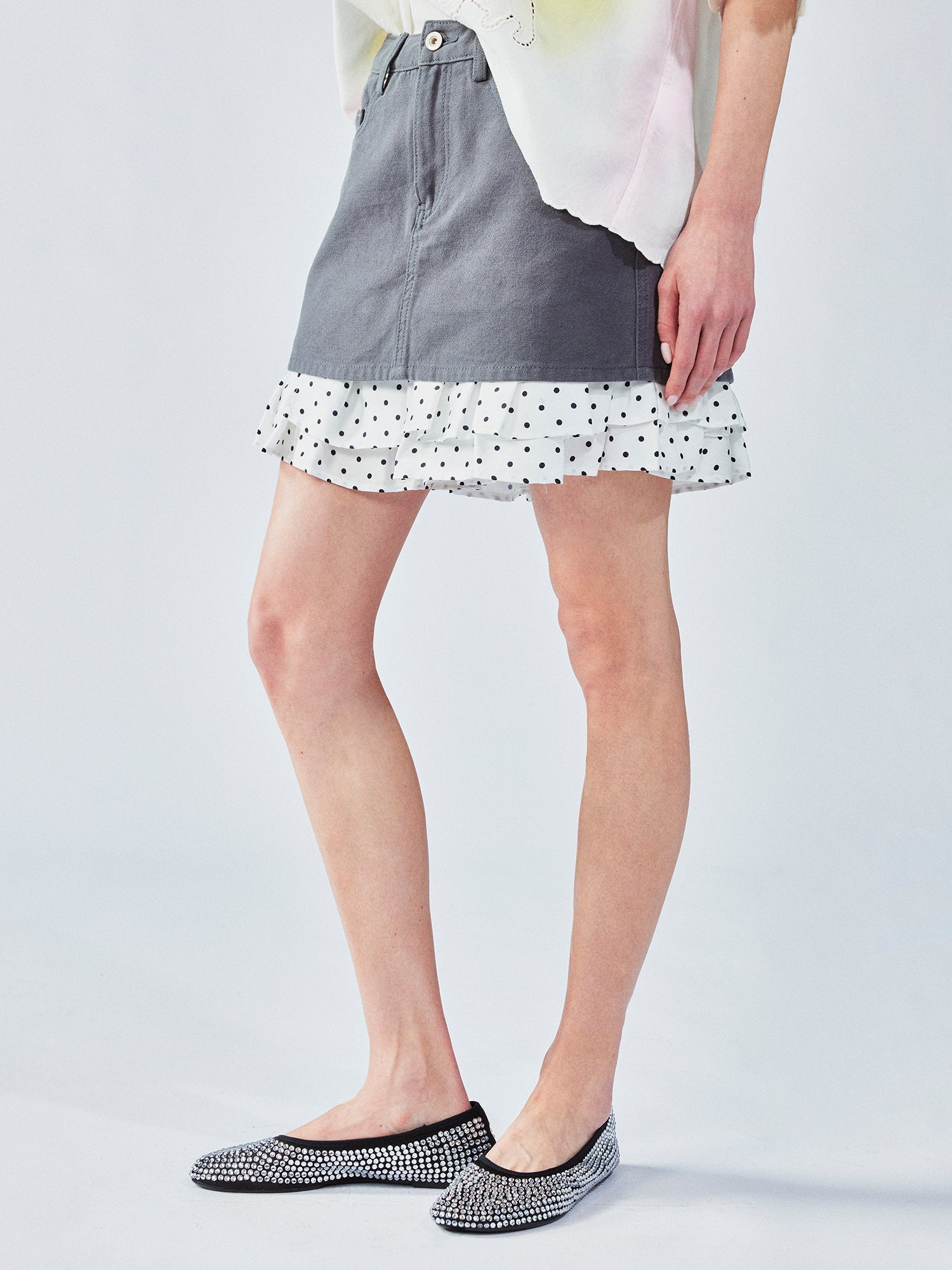 Two-in-one layered mini skirt