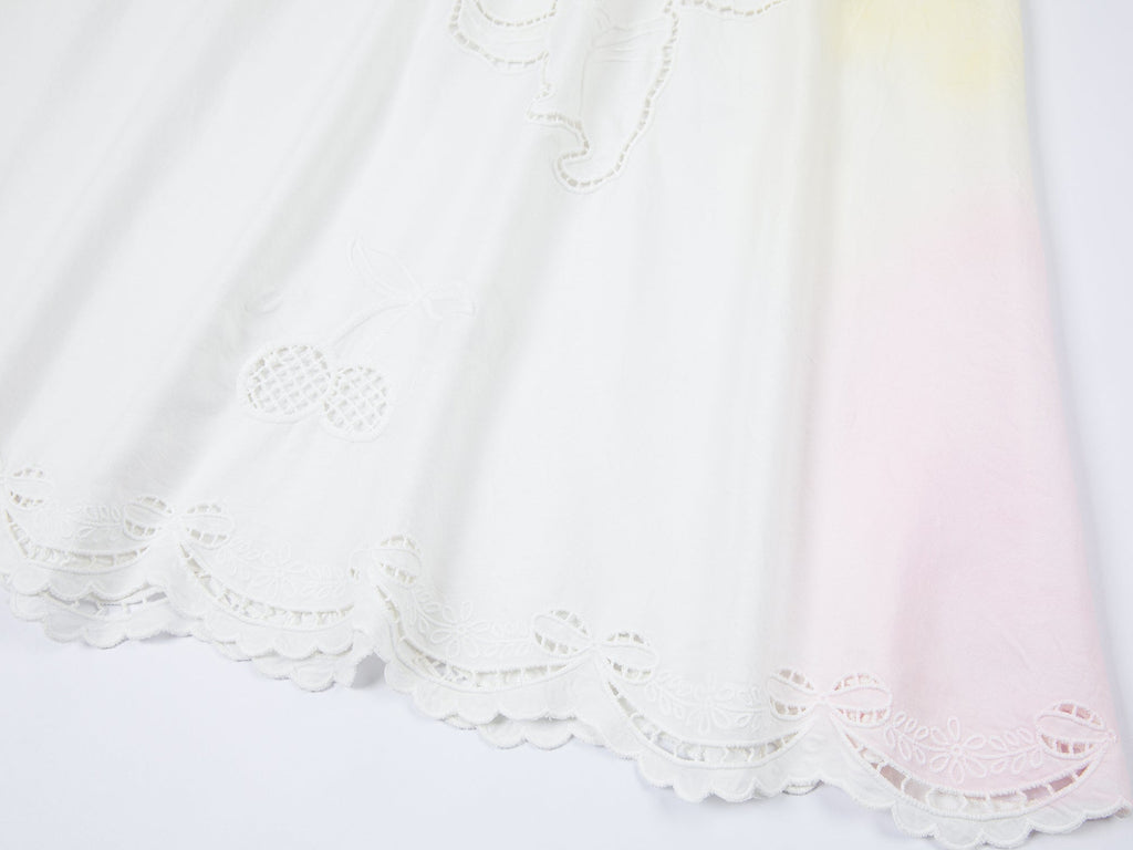 Openwork angel embroidery tencel denim skirt