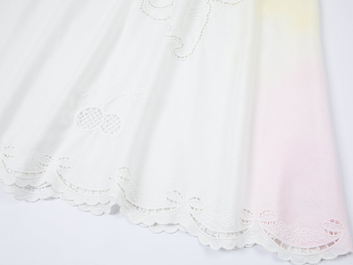 Openwork angel embroidery tencel denim skirt