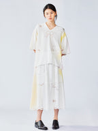 Openwork angel embroidery tencel denim skirt