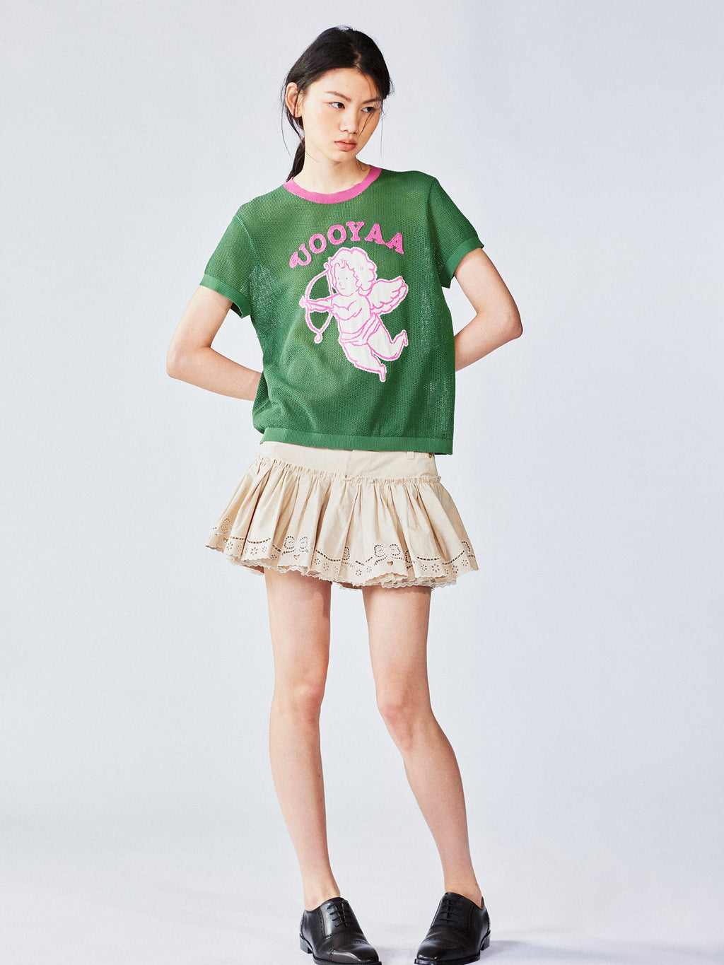 Hybrid pleated skort