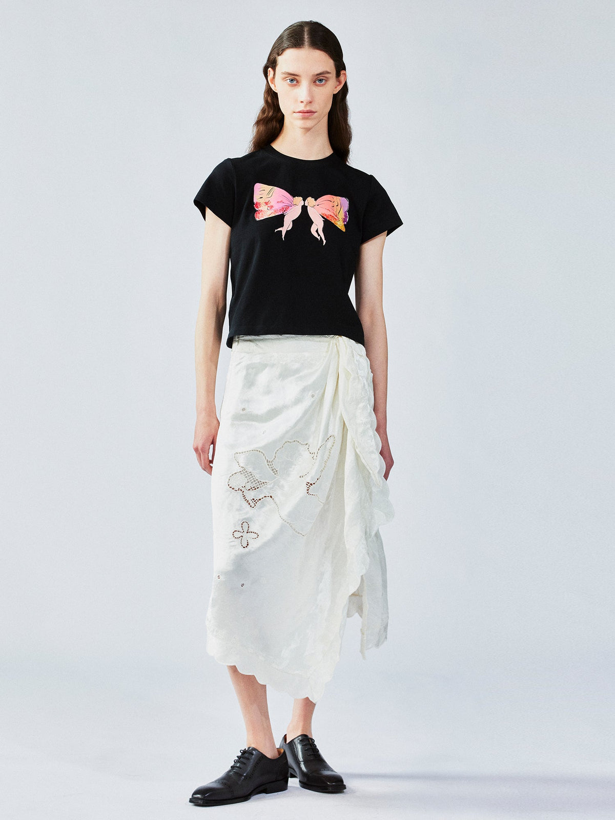 Openwork angel embroidery wrap skirt