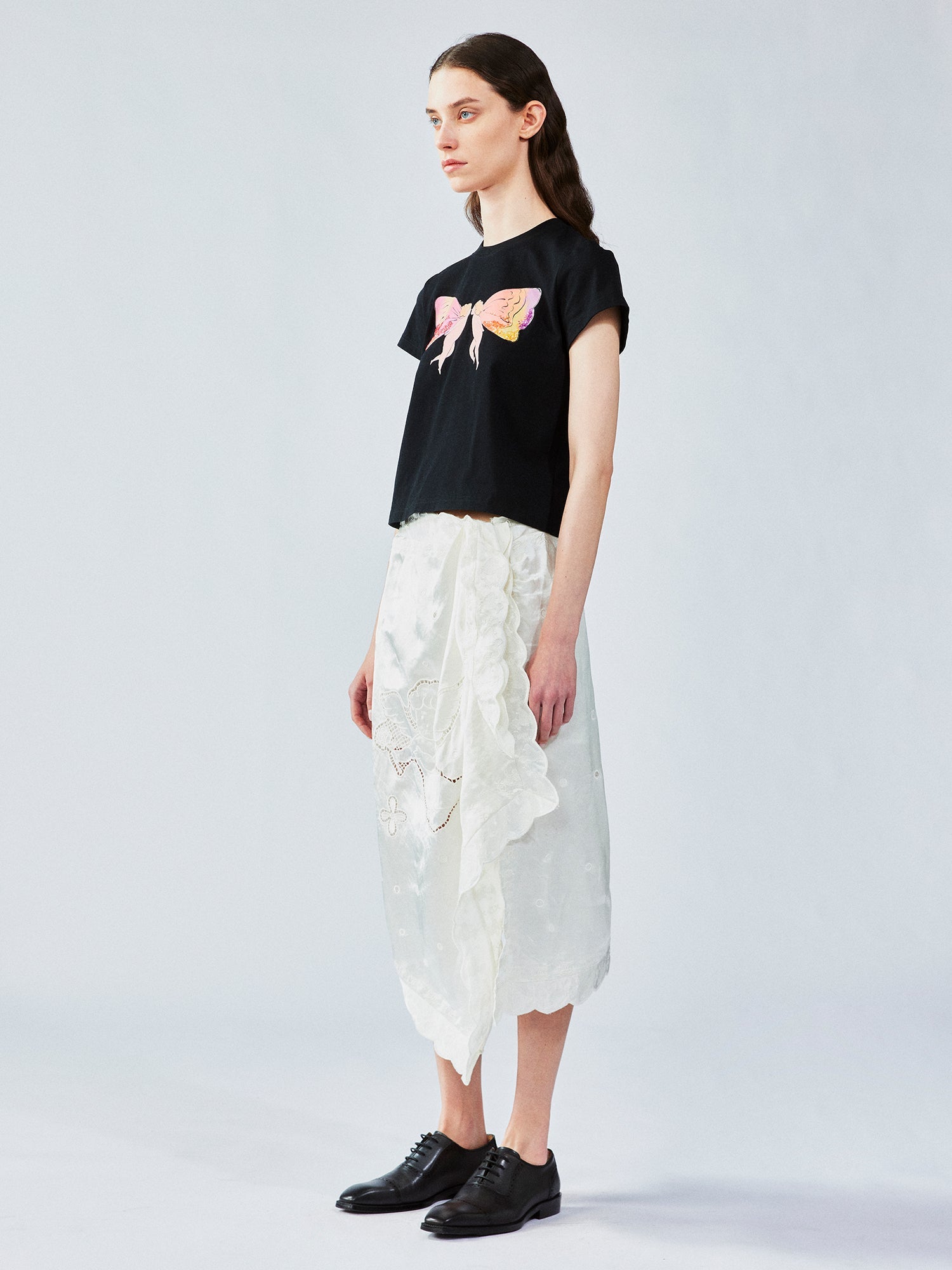 Openwork angel embroidery wrap skirt